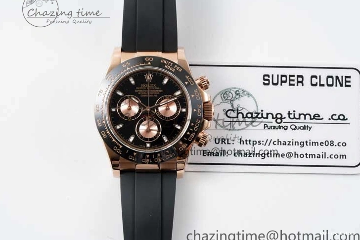 0517 Stretchable Daytona 116515 QF 1:1 Best Edition Black RG Dial on Oysterflex Rubber Strap SA 2273
